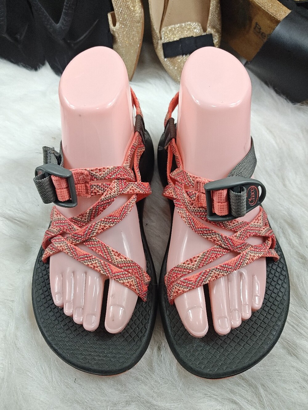 Chaco Z Cloud Women's  size W 7 Hiking Sandals orange/gray adjustable straps,